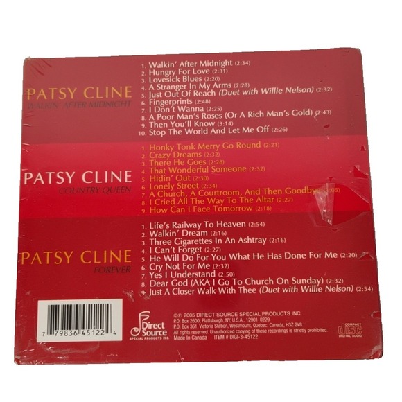 NIP New Patsy Cline 3 CD Set, Walkin' After Midnight, Country Queen, & Forever - Picture 2 of 4